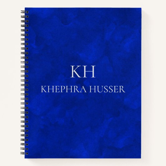 Rich Blue Watercolor Monogram Notizblock (Vorderseite)
