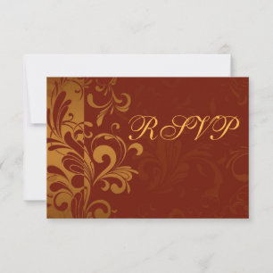 Rich Brick Red and Gold Reverse Swirl UAWG RSVP Karte