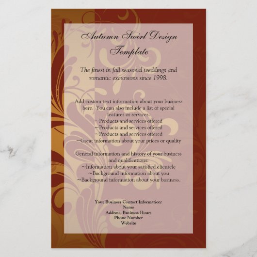 Rich Brick Red/Gold Swirl Programmmenü oder Flyer (Vorne)