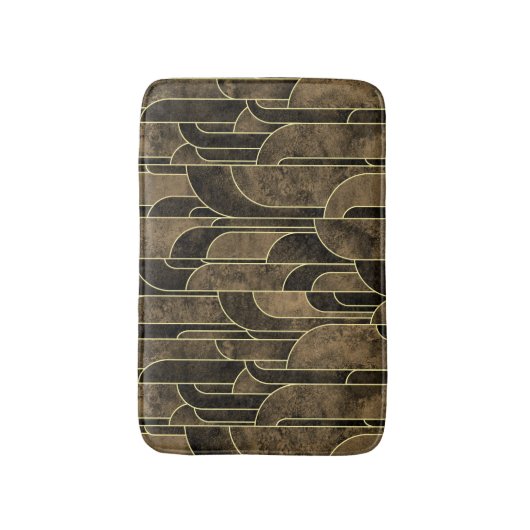 Rich Brown and Gold Art Deco Muster Badematte (Vorderseite Vertikal)