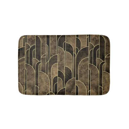 Rich Brown and Gold Art Deco Muster Badematte (Vorderseite)