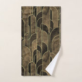 Rich Brown and Gold Art Deco Muster Badhandtuch Set (Handtuch)