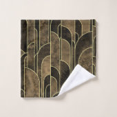 Rich Brown and Gold Art Deco Muster Badhandtuch Set (Waschlappen)