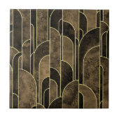 Rich Brown and Gold Art Deco Muster Fliese (Vorderseite)