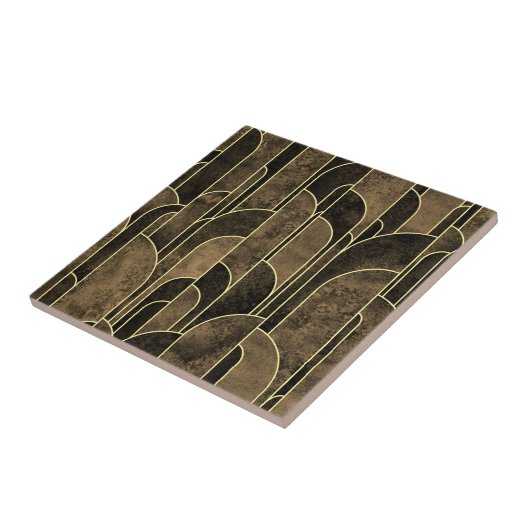 Rich Brown and Gold Art Deco Muster Fliese (Seite)