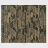 Rich Brown and Gold Art Deco Muster Geschenkpapier (Flach)
