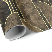 Rich Brown and Gold Art Deco Muster Geschenkpapier (Rolleneckpunkt)