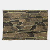 Rich Brown and Gold Art Deco Muster Geschirrtuch (Horizontal)