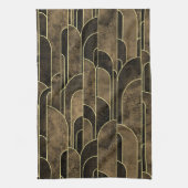 Rich Brown and Gold Art Deco Muster Geschirrtuch (Vertikal)