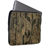Rich Brown and Gold Art Deco Muster Laptopschutzhülle (Vorne Rechts)