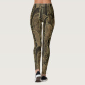 Rich Brown and Gold Art Deco Muster Leggings (Rückseite)