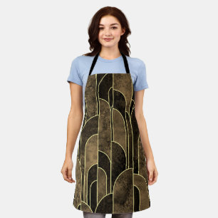 Rich Brown and Gold Art Deco Muster Schürze