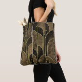 Rich Brown and Gold Art Deco Muster Tasche (Von Nahem)