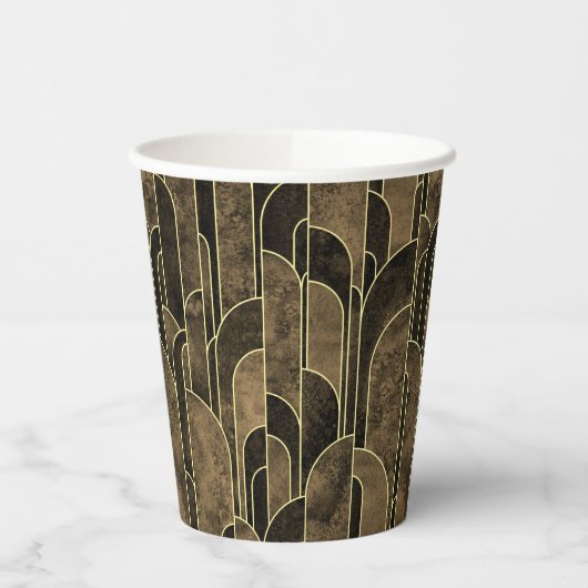 Rich Brown and Gold Art Deco Pattern Pappbecher (Links)