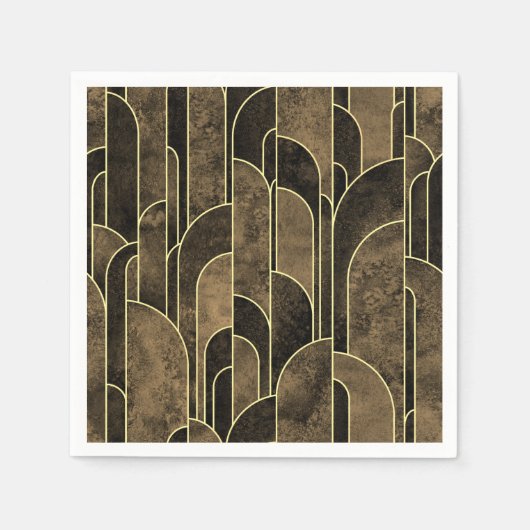 Rich Brown and Gold Art Deco Pattern Serviette (Vorderseite)