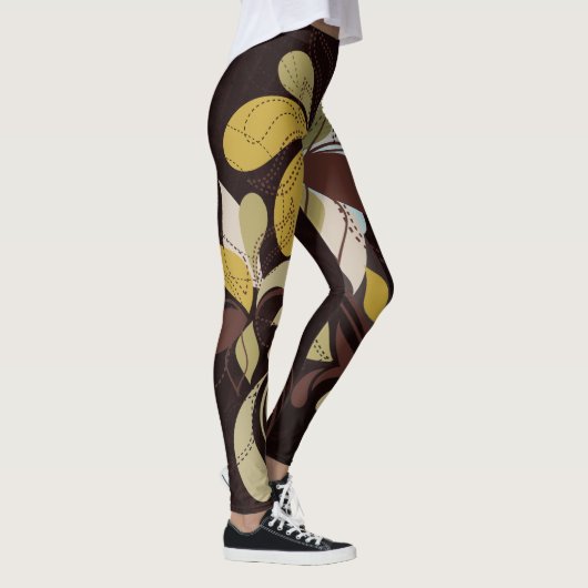 Rich Brown Autumn Hues in Bold Contemporary Print Leggings (Rechts)