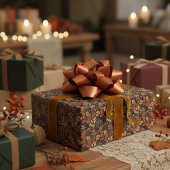 Rich Brown Golden Rustic Burnt Orange Fall Leaf Geschenkpapier