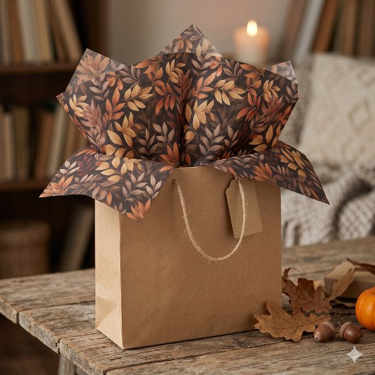 Rich Brown Golden Rustic Burnt Orange Fall Leaf Seidenpapier