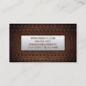 Rich Brown Leather Stitched Visitenkarte (Rückseite)