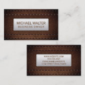 Rich Brown Leather Stitched Visitenkarte (Vorne/Hinten)