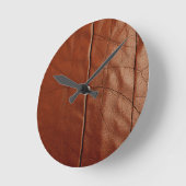 Rich Brown Leather Texture Pattern Runde Wanduhr (Winkel)
