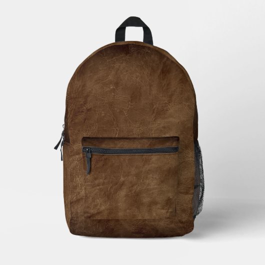 Rich Brown Leder Hintergrund mit Vignette Bedruckter Rucksack (Vorderseite)