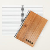 Rich Brown Wood Veneer Rounded Modern Typografie Notizblock (Innen)