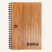 Rich Brown Wood Veneer Rounded Modern Typografie Notizblock (Vorderseite)