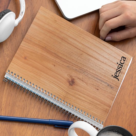 Rich Brown Wood Veneer Rounded Modern Typografie Notizblock