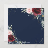 Rich Burgundy Blush Blue Floral Wedding Square Einladung (Rückseite)