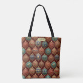 Rich Burgundy Classic Ornament Pattern Personalize Tasche (Rückseite)
