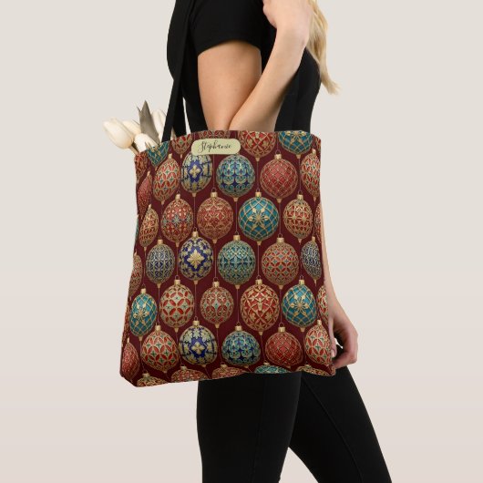 Rich Burgundy Classic Ornament Pattern Personalize Tasche (Von Nahem)