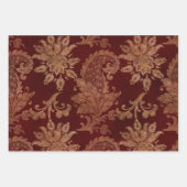 Rich Burgundy Red and Gold Damask Geschenkpapier Set (Vorderseite 3)