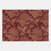 Rich Burgundy Red and Gold Damask Geschenkpapier Set (Vorderseite 2)