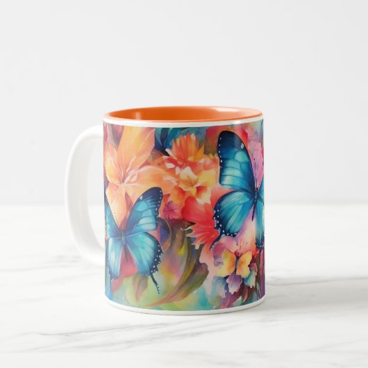 Rich Butterfly Design Keramik Tasse (Vorderseite Links)