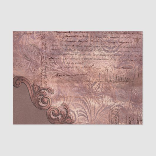 Rich Copper Verzierte Vintage Decoupage Seidenpapier (Vorderseite)
