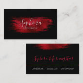 Rich Crimson Red Metallic Foil Paint Stroke Visitenkarte (Vorne/Hinten)