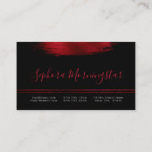 Rich Crimson Red Metallic Foil Paint Stroke Visitenkarte (Rückseite)