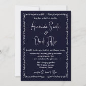 Rich Dark Blue Black Wedding Einladung (Vorderseite)