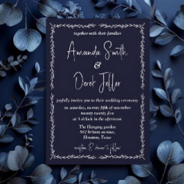 Rich Dark Blue Black Wedding Einladung