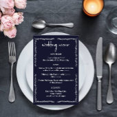 Rich Dark Blue Black Wedding Menu Card