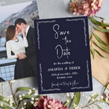 Rich Dark Blue Black Wedding Save the Date