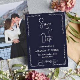 Rich Dark Blue Black Wedding Save the Date
