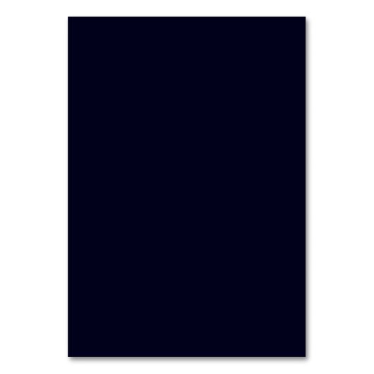 Rich Dark Blue Black Wedding Tischnummer Card (Rückseite)