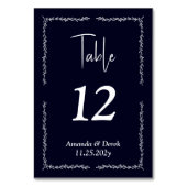 Rich Dark Blue Black Wedding Tischnummer Card (Vorderseite)