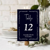 Rich Dark Blue Black Wedding Tischnummer Card