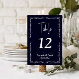 Rich Dark Blue Black Wedding Tischnummer Card