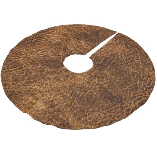 Rich Dark Brown Leather Polyester Weihnachtsbaumdecke (Schrägansicht)