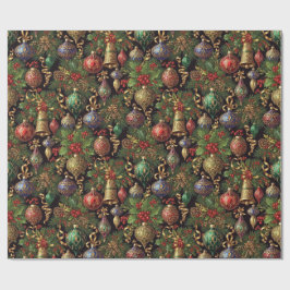 Rich Dark Green Vintage Christmas Seamless Pattern Geschenkpapier