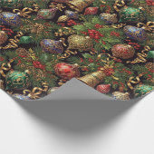 Rich Dark Green Vintage Christmas Seamless Pattern Geschenkpapier (Ecke)